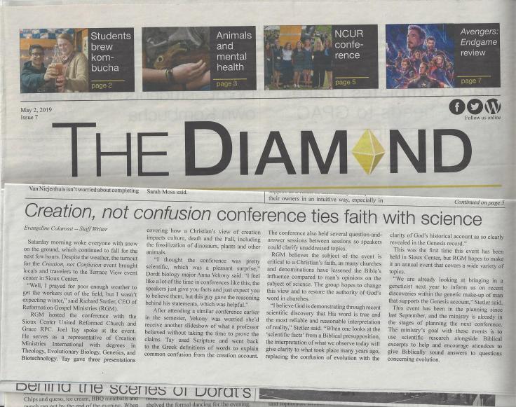 Dordt College Newpaper Article on Conference - 050219