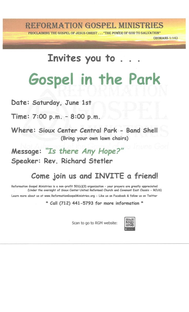 Poster - Gospel in the Park 060119