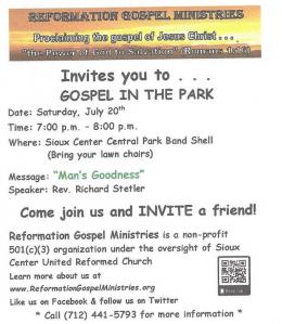 Invitation - Gospel in the Park 072019